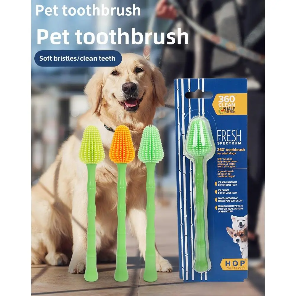 Pet Toothbrush 360 Degree Dog Bamboo Type Oral Cleaning Plastic Dog Toothbrush