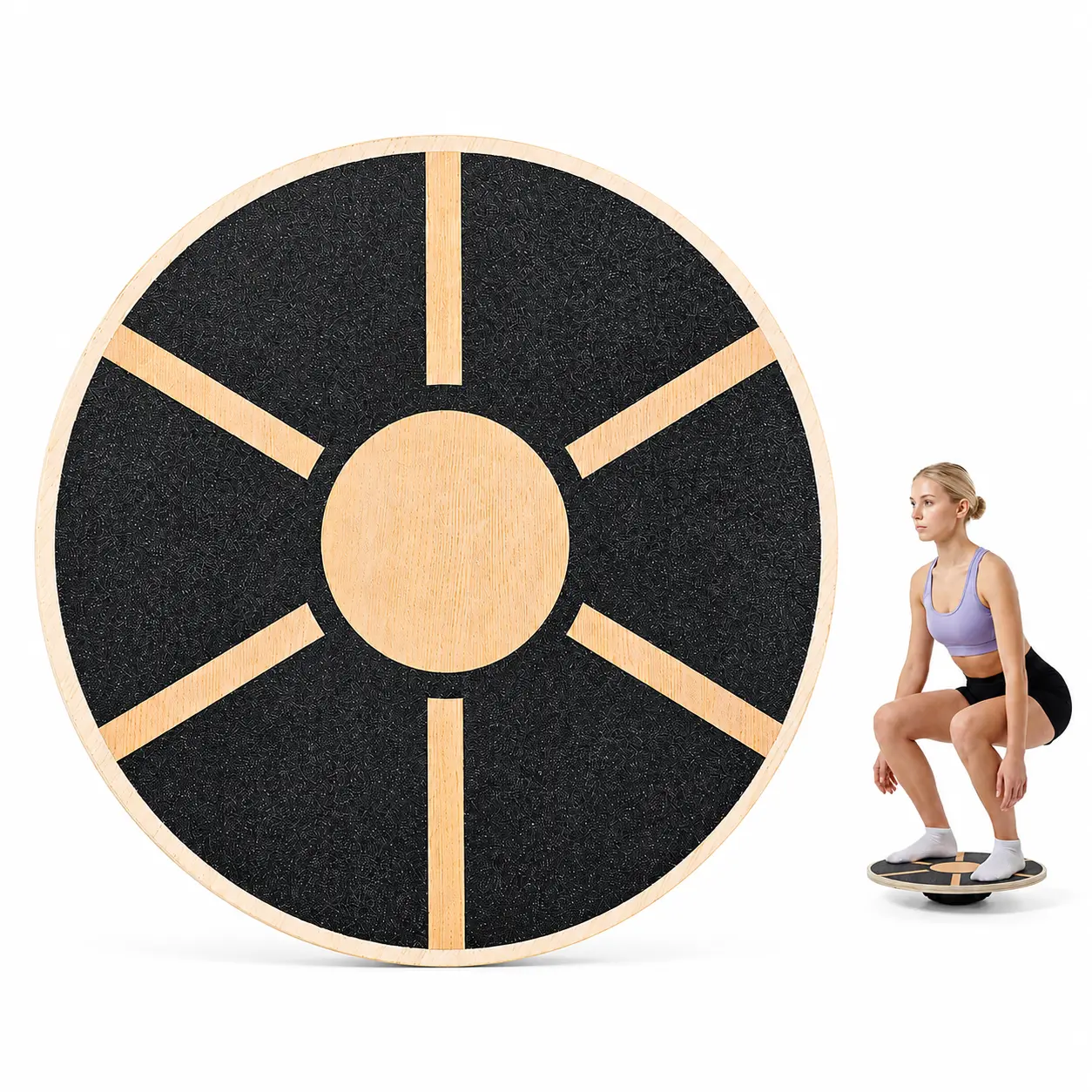 BESTGOD Wooden Balance Board Trainer - Non-Slip Core Strength & Stability Tool, Improves Balance, for Home & Gym Workouts, Gift Ideas, Balance Boards