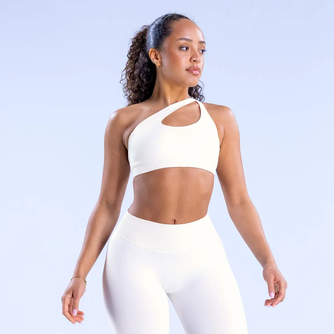 Dfyne Impact Asymmetric Sports Bra - Seamless Design, Strappy Back, High Stretch Durable Fabric, Removable Bra Pads, Medium Support