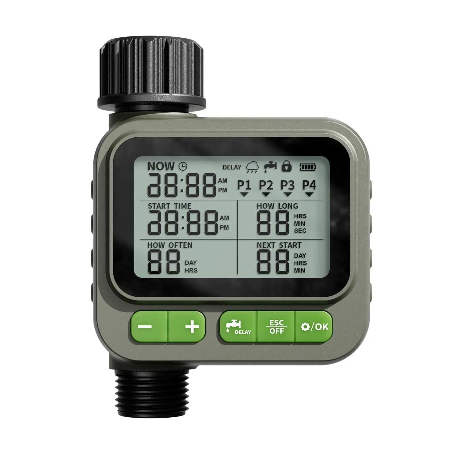 Automatic Garden Watering Timer with 3 Inch Screen LCD Display, Automatic Plants Watering, Programmable Irrigation Controller, Automatic Watering Devices, Ip65 Waterproof, 4 Independent Watering Plans, Watering Systems