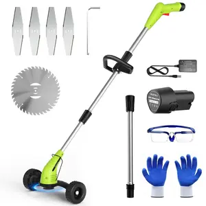 12V Lightweight Cordless Grass Trimmer with Wheel,  Batteriy & Fast Charger Included,for Yard, Garden, Hedge Trimming