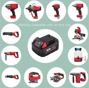 2 x 18V 8.0Ah Batteries M18, Suitable for all Milwaukee M18 Batteries 48-11-1850 48-11-1820 48-11-1840 M18 M18B XC Cordless Power Tools 18V Lithium Battery
