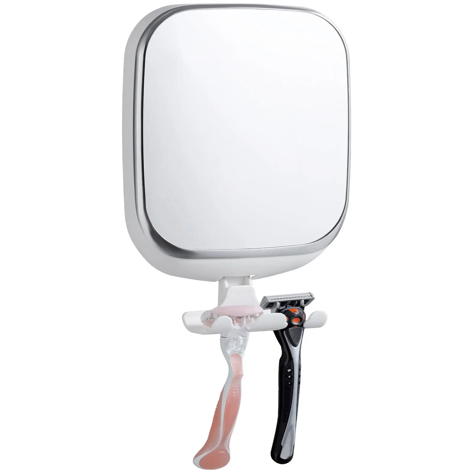 Shower Mirror Fogless With Holder For Shaving  Anti Fog Bath Suction No-drilling Removable Shatterproof Wall Mounted Bathroom Accessories White