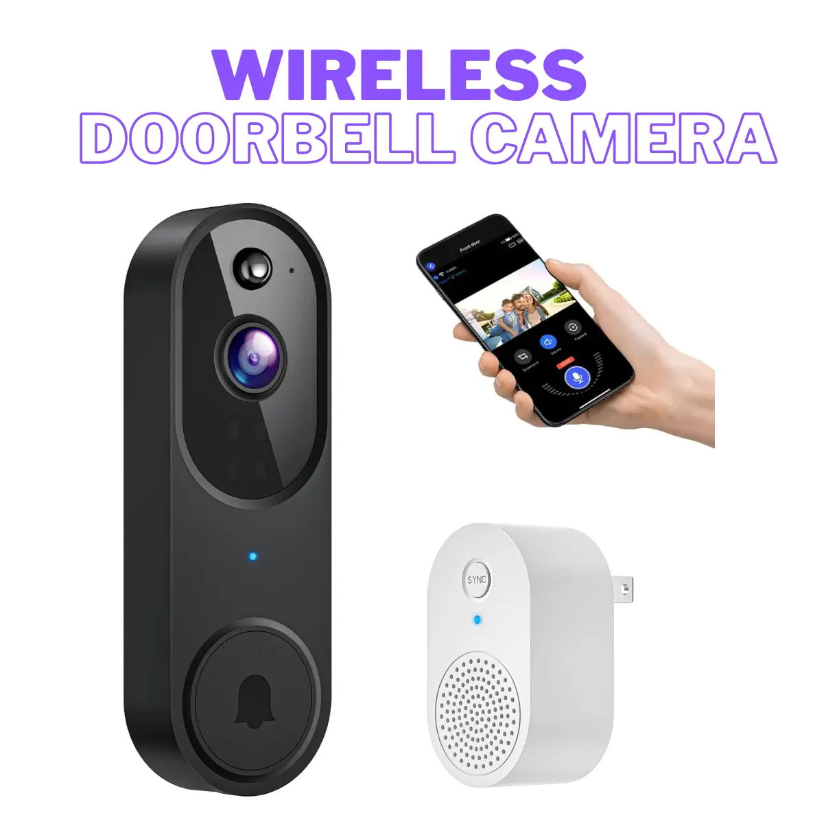 1080P Wireless Wi-Fi Doorbell Camera, 2.4GHz Connection, Smart Home Entry Monitor, Compact Design 1080P Wireless Wi-Fi Doorbell Camera, 2.4GHz Connection, Smart Home Entry Monitor, Compact Design
