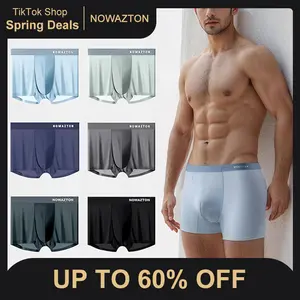 Nowazton Men's Silk Boxer Briefs,Cool & Breathable Tech Fabric, Antibacterial 7A, Moisture-Wicking & Soft, Ideal for Everyday Comfort & Active Wear - Perfect Father's Day Gift for Father and Husband