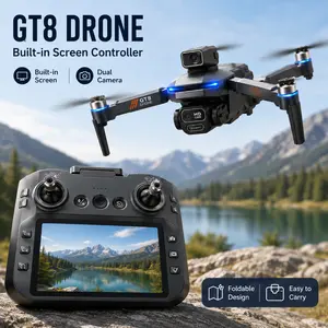 GT8 Foldable Drone with Built-in Screen Controller, Brushless Motor, Dual Battery Set, Easy to Fly for Beginners