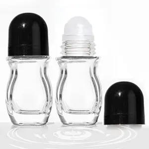 2 count Glass Empty Roller Bottles, Deodorant Containers, Empty Roller Ball Bottles For Essential Oils Perfume  (30ml) (2pcs Oval)