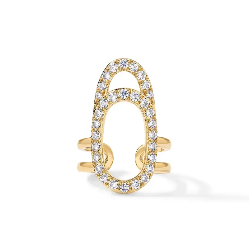 PAVOI 14K Gold Plated Manicure Nail Ring for Women - Adjustable Unique Fashion Statement Nail Ring