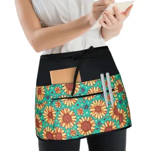 Solid Color Server Apron with Pocket, 1 Count Waiter Half Apron, Work Short Apron for Kitchen & Restaurant & Bar, Baking & Cooking Accessories, Kitchen Cooking Aprons