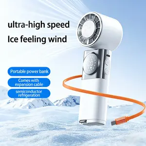 Handheld Portable Fans with Mobile Power Supply - High-Speed, 100 Adjustable, Horizontal Foldable for Summer Travel and Outdoor Use