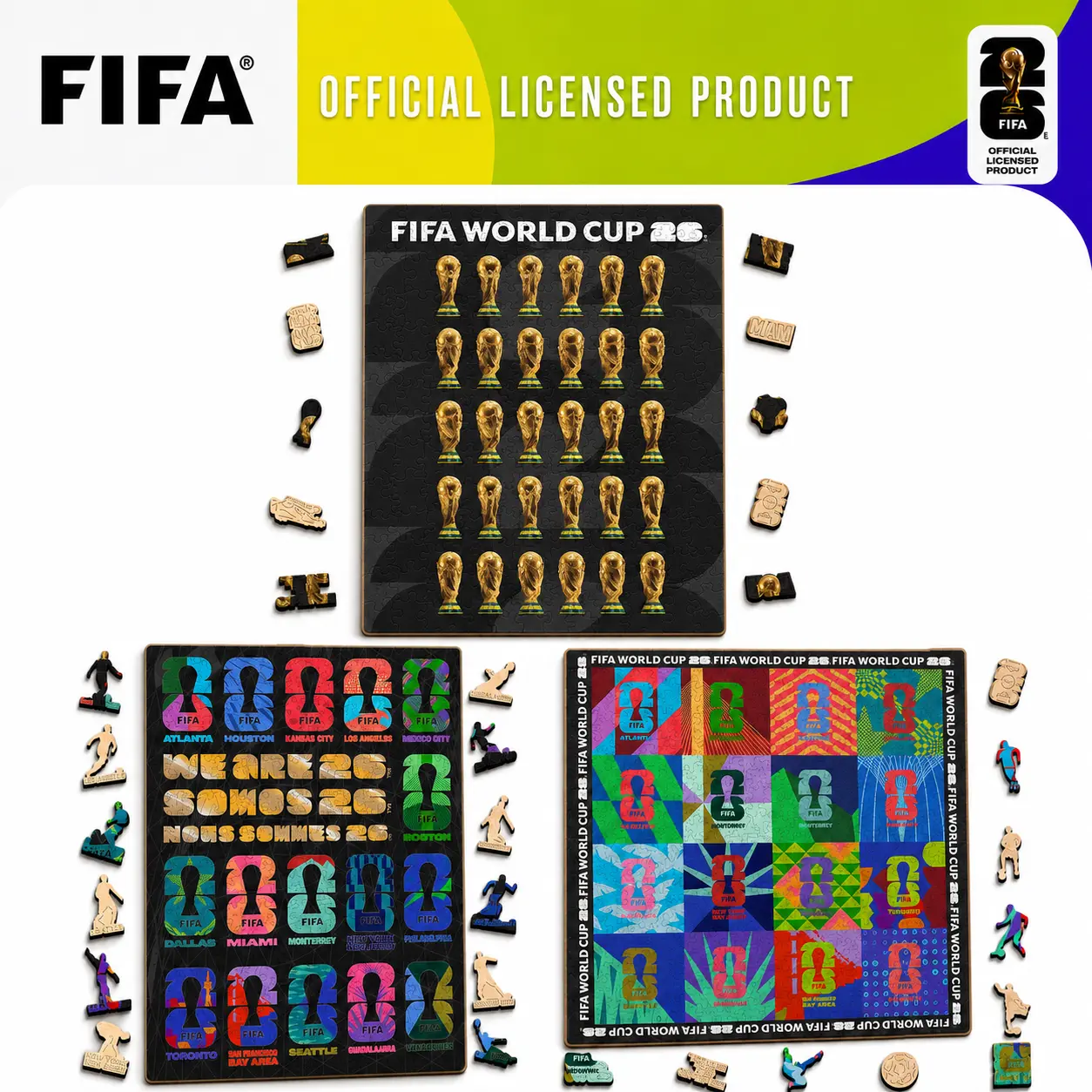 FIFA World Cup 2026 Collector Series Wooden Puzzle for Adults, 300 Pieces Irregular Shape Puzzle, 5mm Thick, Officially Licensed Soccer Collectible Gift for Fans, Display-Ready Sports Memorabilia summerwins campingessentials