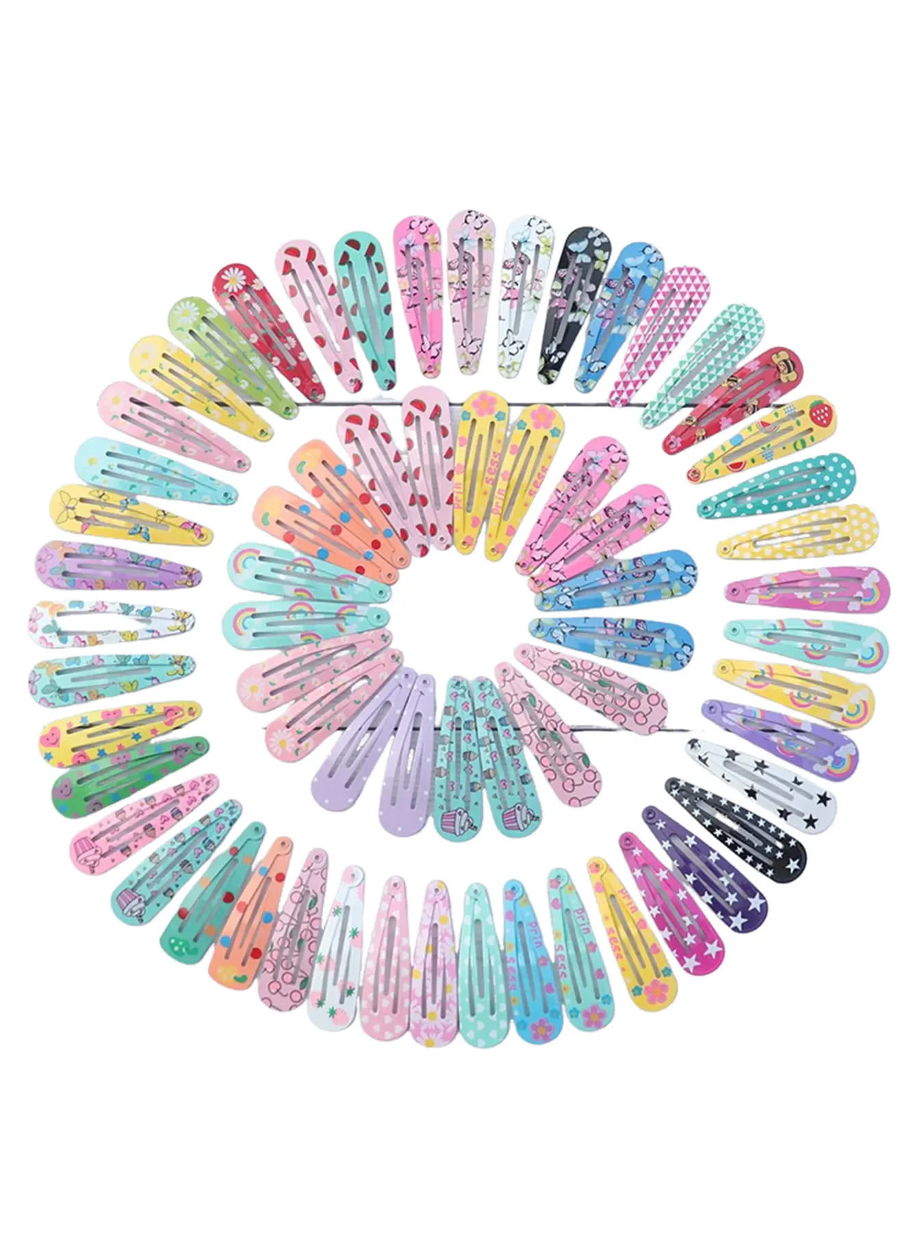 100 Pcs Cute Metal Water Drop Hair Clips Set, Super Cute Clips, Fashionable Cartoon Patterns, Geometric Design, All Seasons Accessory for Girls & Women, Cute Hair Accessories, Hair Decor