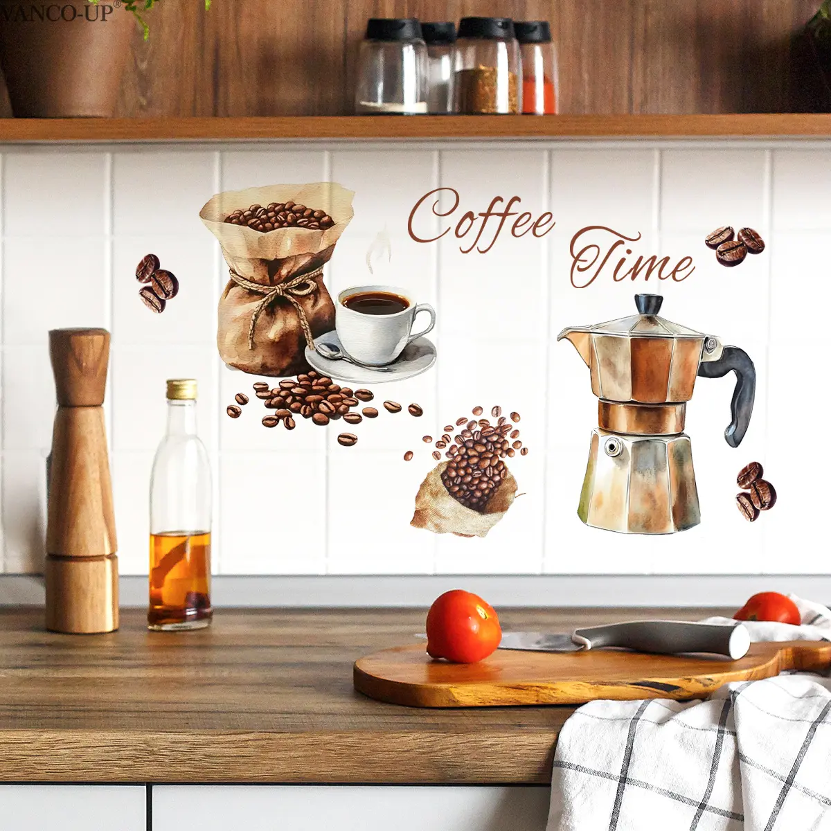 1Pc 30×60cm Coffee Cup Quote Wall Sticker for Kitchen Dining Room Living Room Home Decor