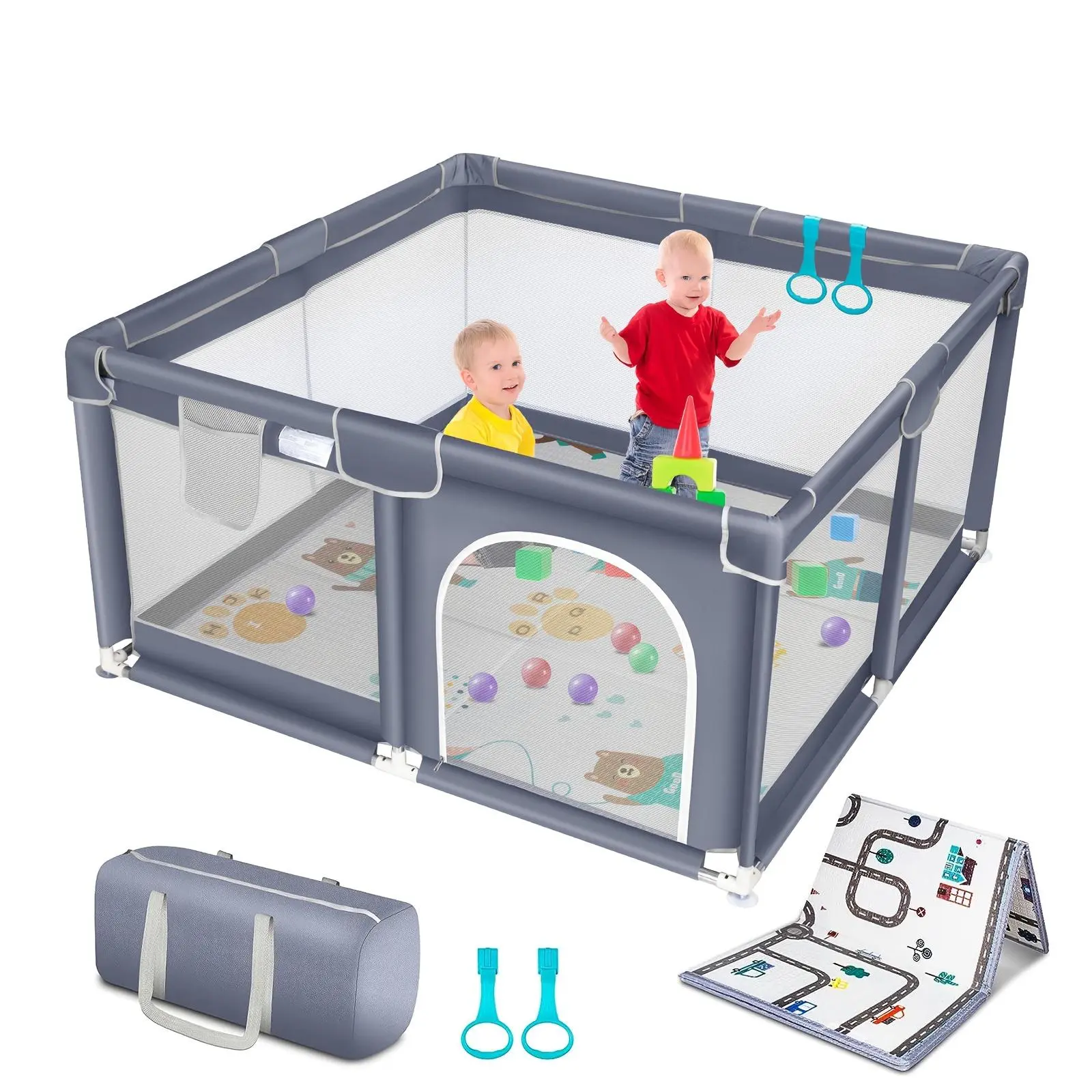 【Clearance Sale】Baby Playpen with Anti-Slip Mat, Indoor&Outdoor Playard Kids Activity Center with Gate,Sturdy&Safety Baby Fence,for Infants & Toddlers Summer Sale