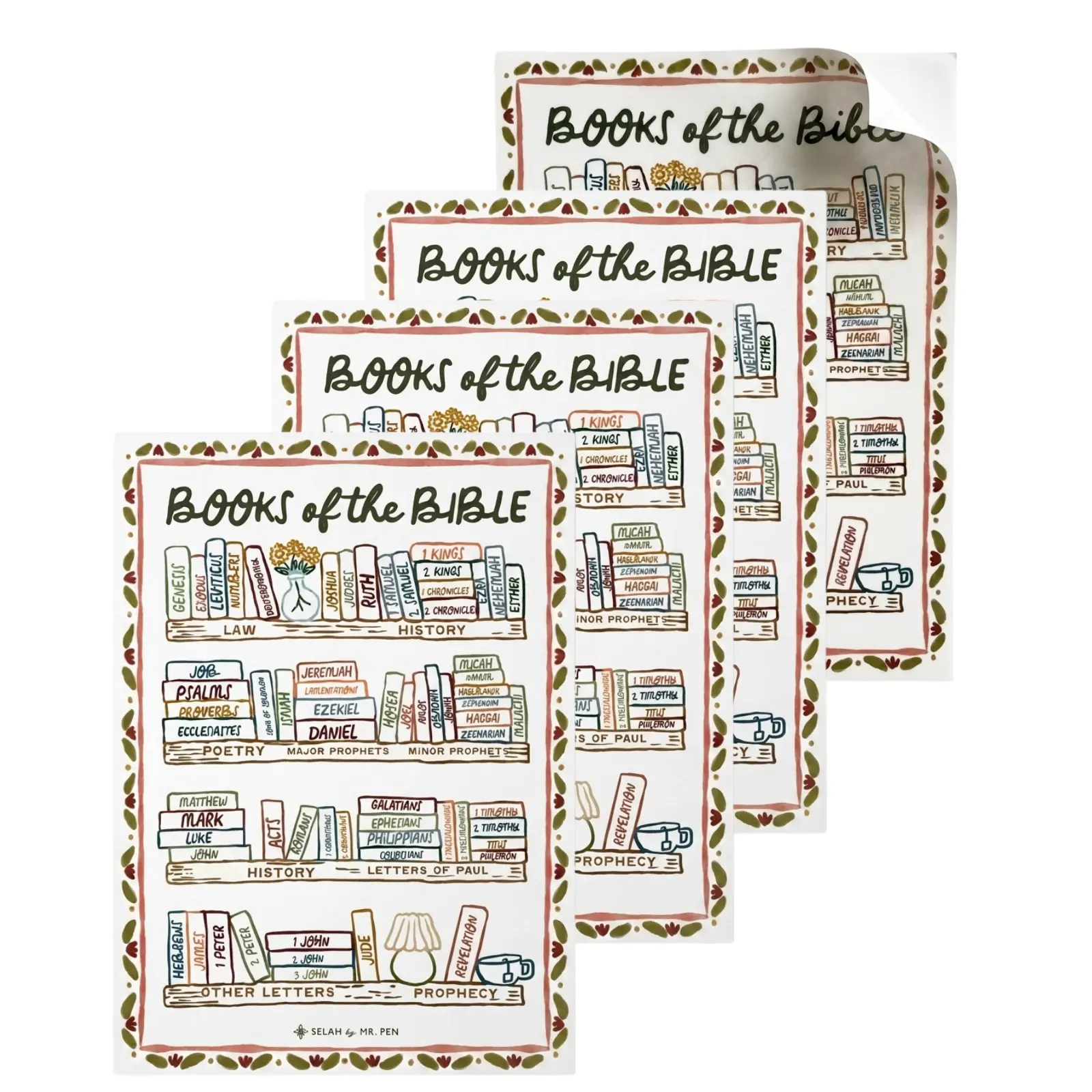 Mr. Pen Bible Reading Tracker Sticker, 5x7 Matte Finish, Color Your Books Visual Milestone for Bible Journaling, Hand Designed