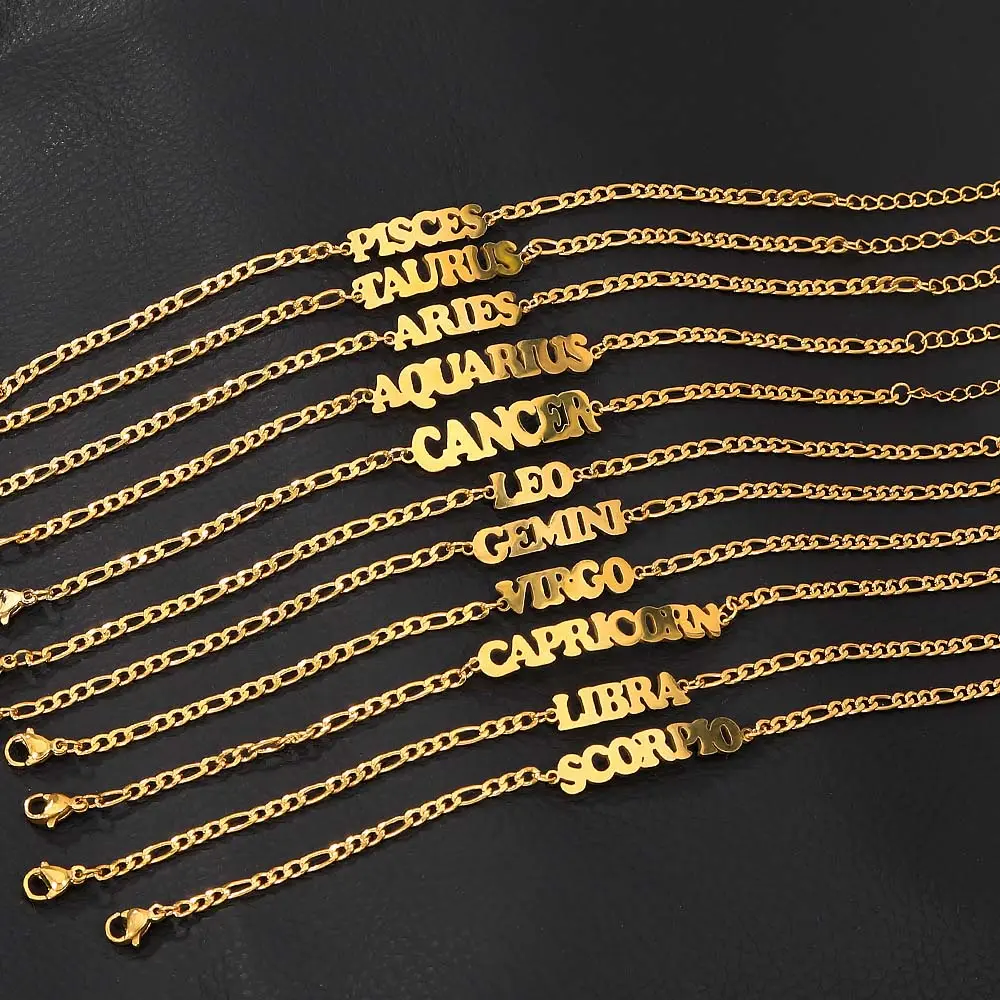 Stainless steel bracelet twelve constellation letter brand bracelet ladies daily wear gift