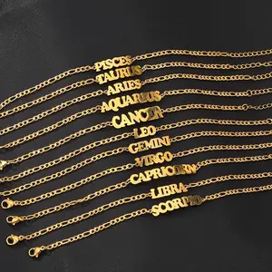 Stainless steel bracelet twelve constellation letter brand bracelet ladies daily wear gift