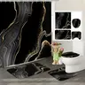 72"x72" Polyester Fibre Black Marble Shower Curtain 4-Piece Set - Glam, Water-Resistant, Gold Accents, Rugs, Toilet Lid Cover, Abstract Geometric Graphic Art, Bold Bathroom Decor Set, Decoration