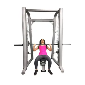 Muscle D Fitness 85" Commercial Smith Machine – Heavy-Duty Frame with Olympic Plate Storage