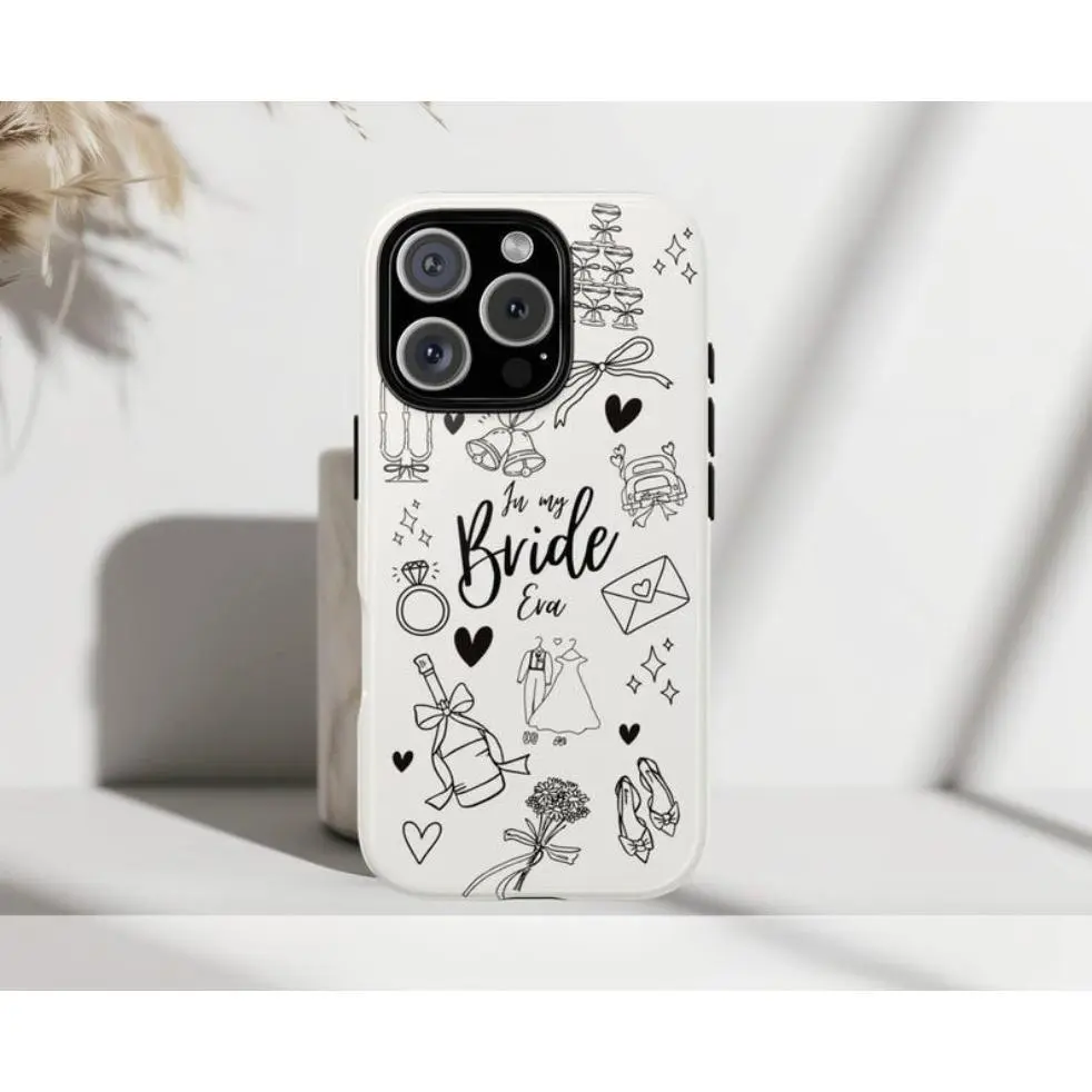 "My Bride Era" Cute Bridal Shower Gift Cellphone Shell, Smartphone Accessory for Bride-to-Be, Handheld Phone Case Suitable for iPhone 11,12,13,14,15,16,17 Pro Max Air Plus