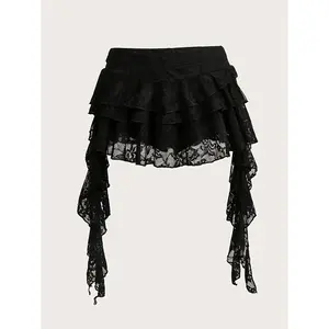 Low waisted lace wave skirt paired with safety shorts, casual breathable short skirt, suitable for daily vacation travel, comfortable fitRAIMENTRY