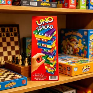 Viral UNO Stacko Stacking Blocks Game - Numbered Colorful Tower, Classic Interactive Party & Family Night Toy for Kids