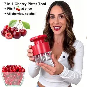 7-in-1 Cherry & Olive Pitter Tool - Portable Fruit Seed Remover for Fresh Cherry Dishes, Pies, Jams & Cocktail Cherries