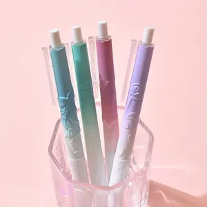 4-piece set of new 3D embossed retractable gel pens | silicone grip, 0.5mmCS low-center-of-gravity nib, black ink quick-drying - comfortable writing, smudge-free lines