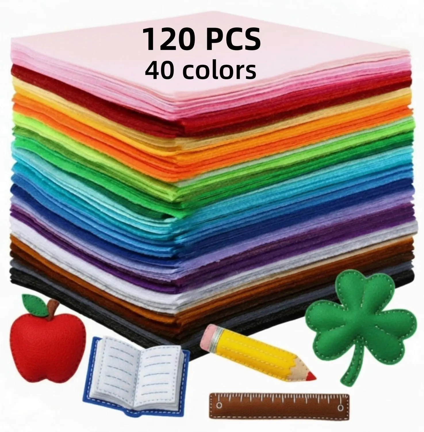 120 Colorful Non-Woven Felt Squares, Durable Easy-Cut Sewing Fabric Accessory for Halloween Decorations, DIY Accessories, Sun/Cloud-Themed Crafts, Mouse Pads, Firm