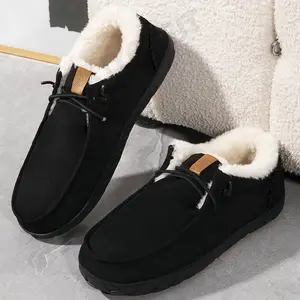Lefu Shoes New Velvet Slippers for Men Four Colors Big Sizes Indoor Outdoor Snow Boots Thick Soft Foam Soles Anti-Skid Wear-Resistant Warm Comfortable Ideal Gift for Elders
