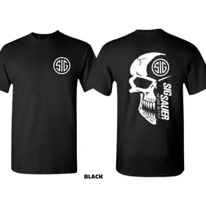 Sig Sauer Skull Graphic T-Shirt - Stylish Black Tee for Men, Unique Gun Brand Apparel, Trendy Casual Wear - Top, Menswear