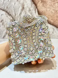 Luxury Rhinestone Sparkle Women's Handbag, Mini Crystal Clutch Bag, Elegant Evening Crossbody Purse with Diamond Chain, Party Bag, Elegant Chain Strap, Party Perfect