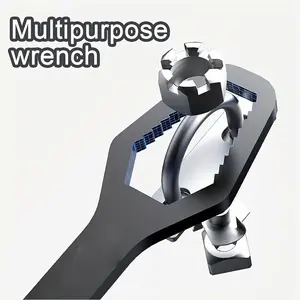 1pc 3-17mm Universal Double-Head Multifunctional Wrench, Self-Tightening Adjustable Wrench Hand Tool, Colors Include Silvery And Black