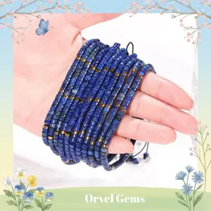 Blue Friendship Bracelet – Lapis Lazuli Stone Bracelet | Healing Crystal Barrel Gemstone | Dainty Handmade Minimalist Style | Gift for Her