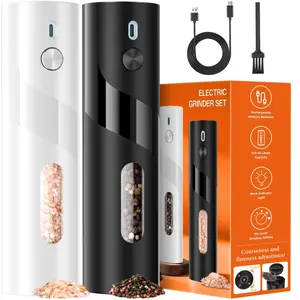 Mother's Day gift,Electric Salt & Pepper Grinder Sets - Rechargeable, Automatic with Adjustable Coarseness (6 Settings) , One-Hand Operated, For Kitchen, Gift