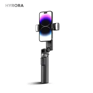 HYRORA Gimbal Stabilizer for iPhone & Android Foldable with 2 Selfie Lights Wireless Remote 360° Auto Rotation Portable for Travel Vlogging Selfie Smartphone Accessory
