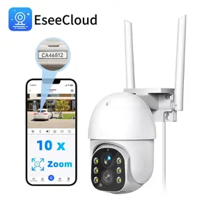 10X Zoom Security Camera Outdoor with 2.4 GHz Wi-Fi,2-Way Talk,Human Tracking,2K Night Vision,Sound Alarm,Push Alarm Compatible with Alexa