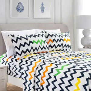Elegant Comfort 6-Piece Chevron Pattern Sheet Set - Ultra Soft Hotel Quality with Deep Pocket Fitted Sheet & Smart Side Pockets