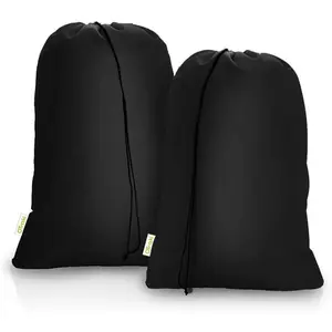 2 Pack Heavy Duty Large Laundry Bag 28 x 45 inch Extra Hamper Bag Dirty Clothes Organizer Drawstring Cloth Laundry Bag for Travel Camp Home College Dorm Black