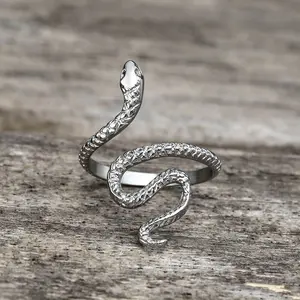 GTHIC Snake Design Stainless Steel Ring Minimalist Animal Jewelry for Women Men Daily Wear Birthday Gifts