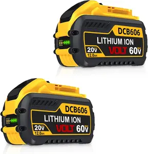 #fathersdaygift 2Packs 12.0Ah Replacement for Dewalt 20V Battery Compatible with Dewalt 20V/60V Battery DCB609 DCB606 DCB612 Series Power Tools Charger Lithium High Capacity Heavy Duty