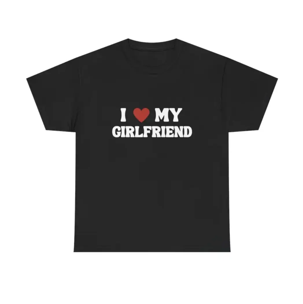 I Love My Girlfriend T-Shirt, Gift For Boy Friend, Gifts Shirt, Unisex Vintage Graphic Tees Gothic Grunge Y2k Emo Scene Amity Affliction Style Clothes Men Women Streetwear