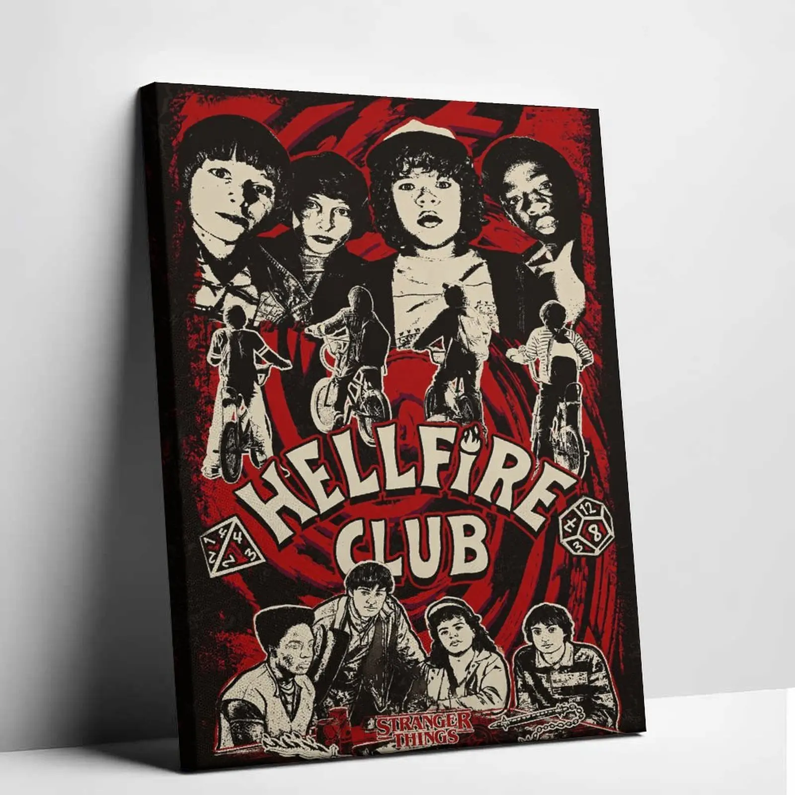 Stranger Things Hellfire Club Canvas Wall Art Poster Retro Sci-Fi TV Show Scene Picture Mike Dustin Lucas Will Vintage Fantasy Board Game Art Canvas Painting Aesthetic Room Decor for Bedroom Living Room Dorm Artworks