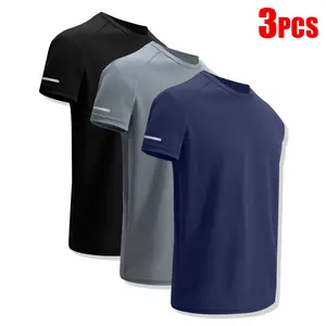 3-pack with multiple color options, ultra-light men's crewneck T-shirt — quick-dry, breathable, moisture-wicking, suitable for workouts, gym sessions, and runs, lightweight and comfortable, workout training sweat-wicking short sleeve