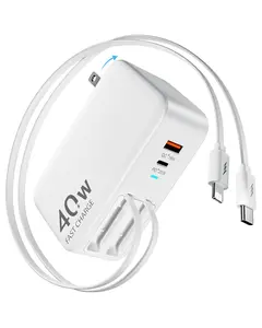 4-in-1 Retractable Wall Charger for iPhone 17, Retractable Phone Charger Wall Plug, Travel Essentials Retractable Charger for iPhone 17 Pro Max/17 Pro/17 Air/16/15/14/13/12, Galaxy S25, Pixel 10, iPad