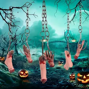 Spooky Halloween Haunted House Decor Set, Iron Chain Hooks for Hands & Feet, Perfect for Yard Scenes & Haunted House Displays