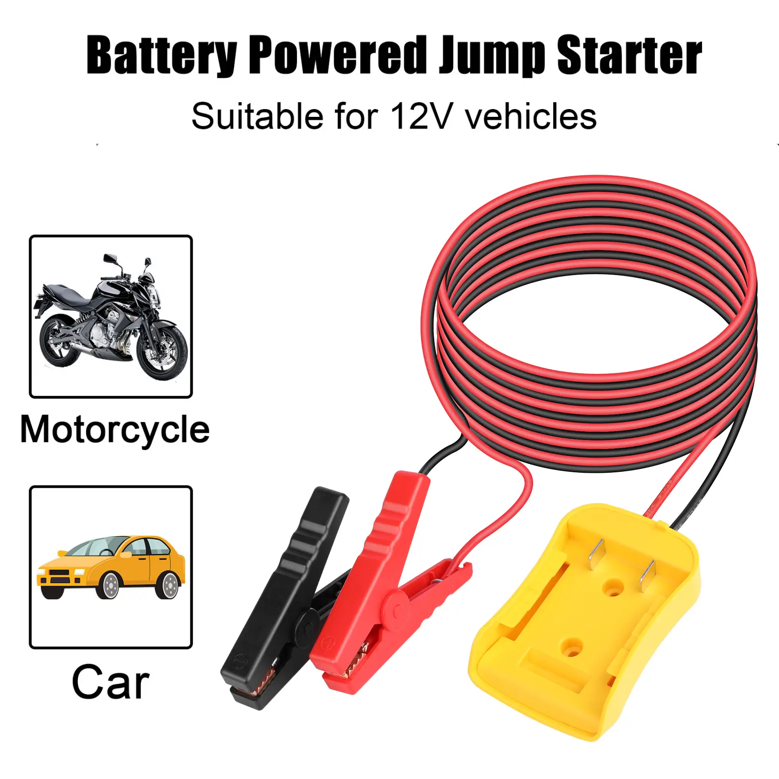 6FT 12AWG Jumper Cables for Dewalt 20V Battery - Portable Car Jump Starter Automotive Booster Cables
