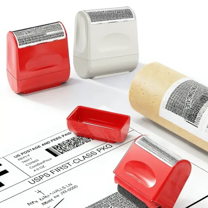 2-Pcs Self-Inking Identity Privacy Protection Roller Stamp Set - Everyday Tool, Protects Privacy, High Opacity, Opaque Print, Quick-Drying Ink, Full Coverage, 30m Long-Lasting Roll, Blocks Addresses/Billing Info for Home Office Use