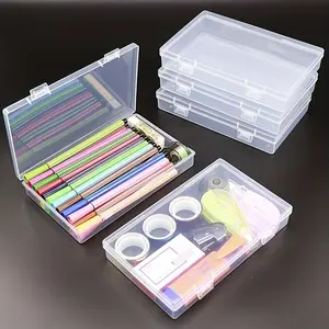 6.88IN 2pcs Rectangular Plastic Clear Transparent Tool Parts Small Box, Mobile Phone Mask Fishing Tackle Storage Box, Stationery Organizer Box, Home And Office Supplies, Back To School Supplies Art Supplies