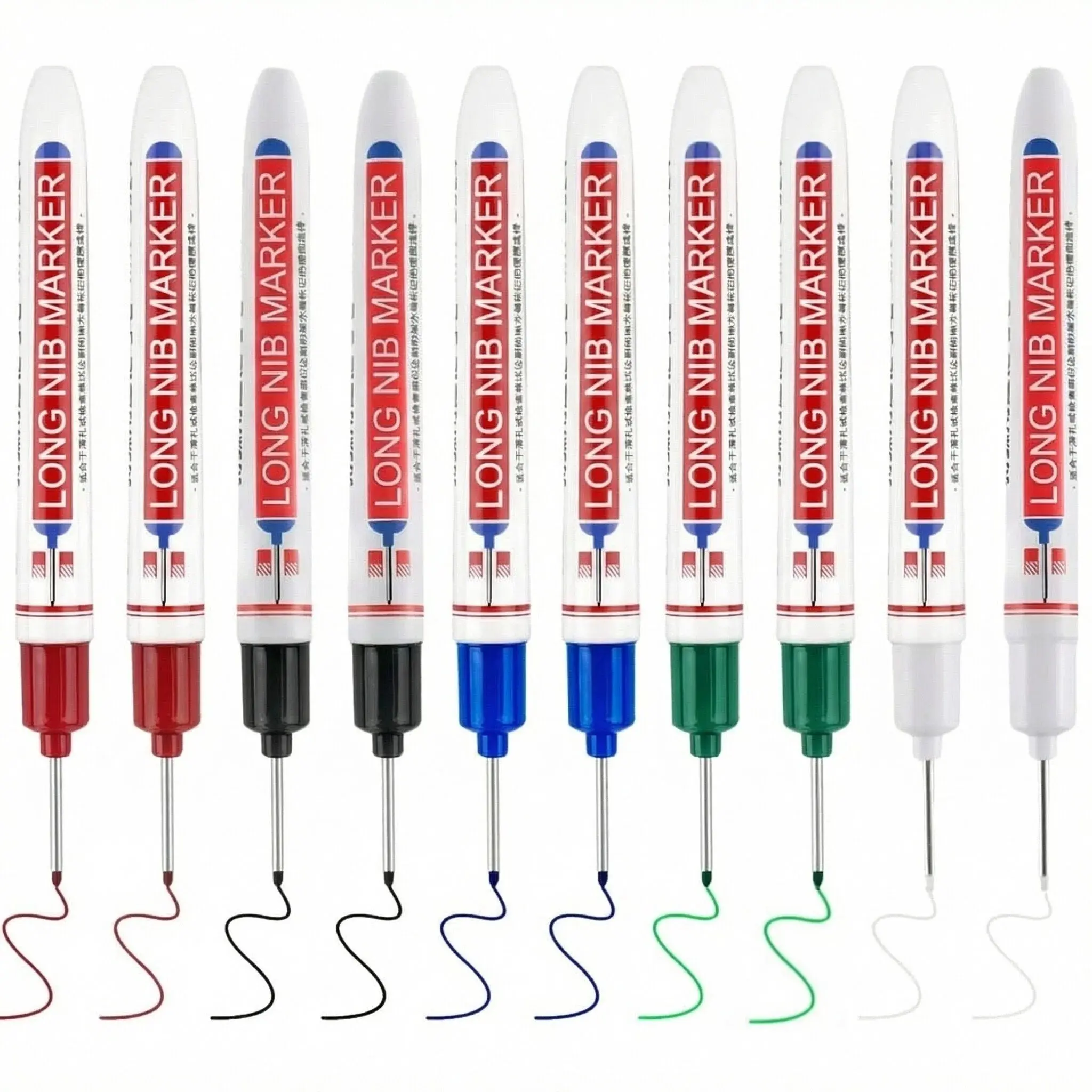 20mm Long Head Deep Hole Permanent Markers, Waterproof Polypropylene Office Stationery - Multi-Colored, Quick-Dry, Smooth-Writing Colored Markers & Highlighters for Carpenters, Outdoor Work, DIY (10/15 Pcs Optional)